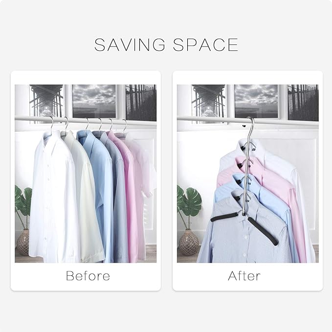DOIOWN Blouse & Shirt Hangers - Non Slip Space Saving Stainless Steel Closet Organizer (4)