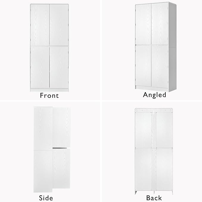 Merax 72" Tall Farmhouse Kitchen Pantry Cabinet with 8 Door Shelves, Curved Design Storage Cabinet with 3 Adjustable Shelves, Hidden Drawer, Versatile Cupboard for Kitchen, Dining & Bathroom, White