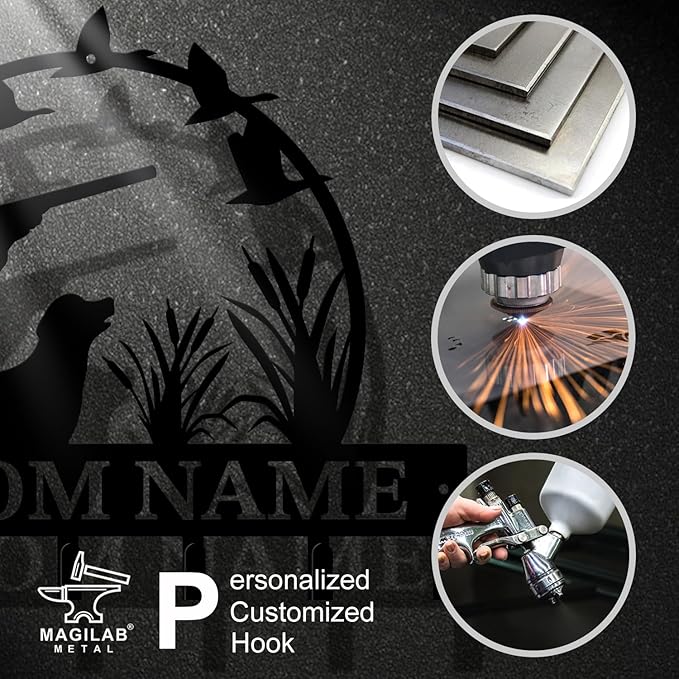 Personalized Custom Name Hunting Deer Wall Key Hooks,Metal Hunting Art Clothes Hooks,Metal Hunting Wall Home Storage Decorative,Hunter For Front Door, Hallway, Kitchen, Bedroom,Keys,Hats (Style A)