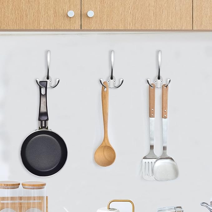 IBosins 18 Pack Big Heavy Duty Three Prongs Coat Hooks Wall Mounted with 36 Screws Wall Hooks Retro Double Utility Rustic Hooks for Coat, Backpack, Towel, Robe