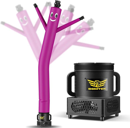 7FT Air Inflatable Waving Tube Man Set with Blower & Wheel, Air Puppet Dance Artist for Mall Opening, Amusement Park, Outdoor Decoration，Purple