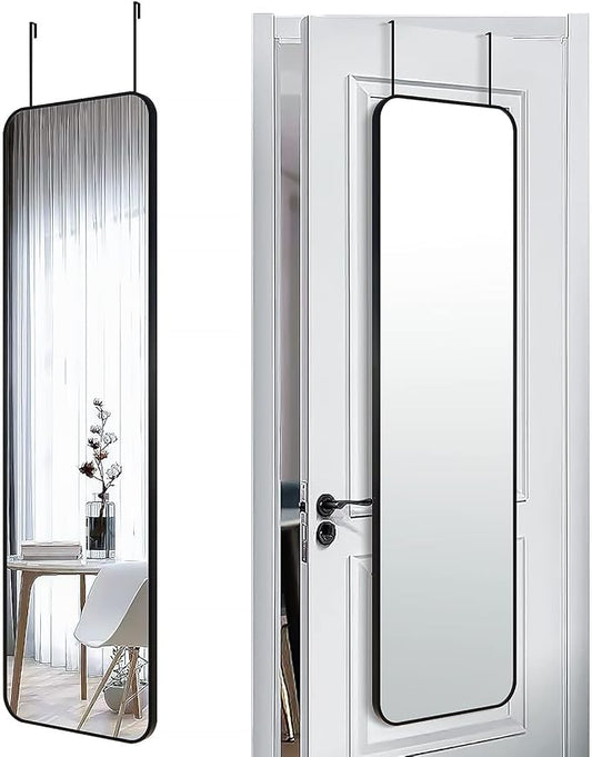 47x14 Mirror Rectangle Full Body Length Door Hanging Wall Mounted Metal Aluminum Alloy Frame Dressing Make-up Mirrors for Entryway Bedroom Bathroom Living Room 47 14 inch Black