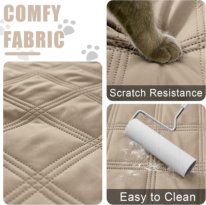 Smiry Waterproof Dog Bed Cover Blanket 82x102, Soft Reversible Pet Blanket, Washable Leakproof Cats Dogs Couch Cover for Sofa, Couch, Furniture, Taupe/Beige