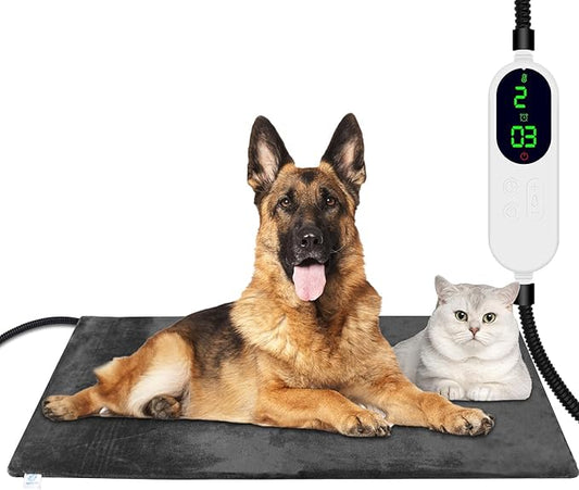 ENJOY PET Dog Heating Pad, Electric Pet Heating Pad with 9 Level Temperature, Indoor Waterproof Heated Blanket for Large Dogs with Chew Resistant Cord, Auto Power Off