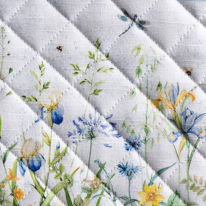 Maison d' Hermine Pot Holders Set 100% Cotton Heat Resistant Potholders 8" x 8" Hot Pads with Loop BBQ, Cooking, Baking, Grilling, Kitchen, Handling Hot Pans Spring/Summer (Pack of 2, Fleurs De Mai)