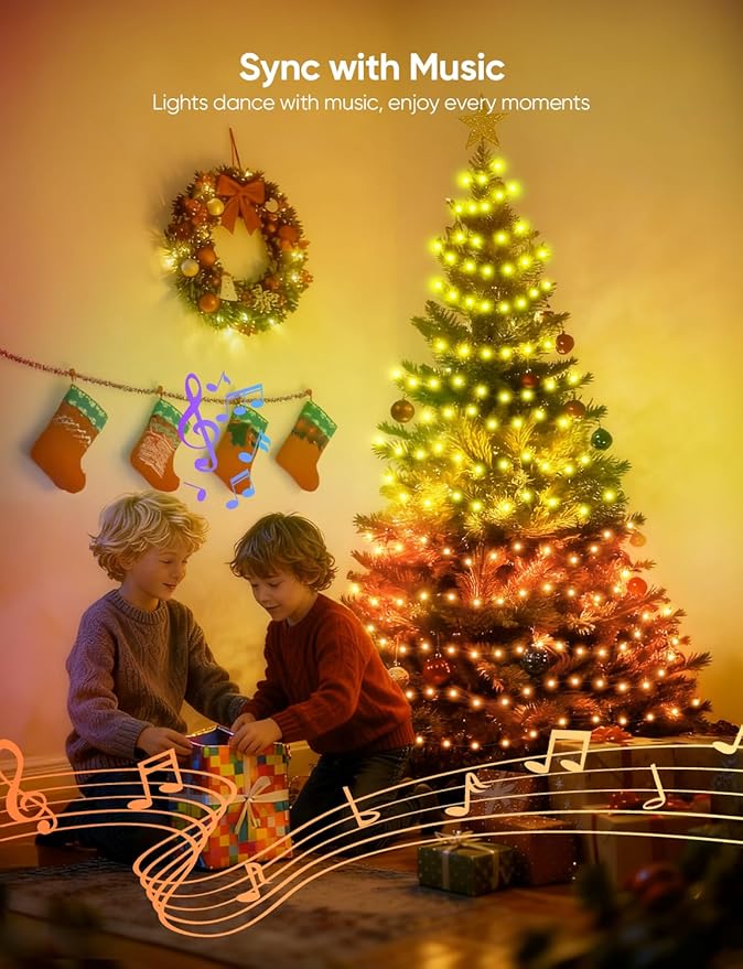 APPECK Christmas String Lights,66 FT 200 LED Outdoor String Lights, 111 Scene Modes Smart RGBW Color Changing Fairy Lights with App Controlled, Decoration String Light for Indoor, Outdoor Tree Decor