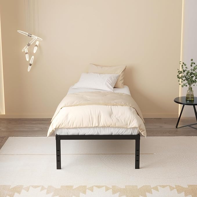 20 Inch Twin XL Bed Frames, Metal Twin XL Platform Bed Frame Support Up to 2500 lbs, No Box Spring Needed, Easy Assembly, Noise Free, Black