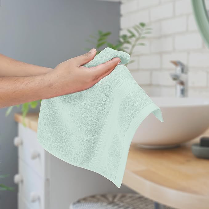 BOUTIQUO Ultra Soft Cotton 6 -Piece Hand Towel Set 16x24 Inch, Ideal for use in Bathroom, Kitchen, Gym, Spa & General Cleaning, Compact & Lightweight Multi Purpose Hand Towels - Sea Green