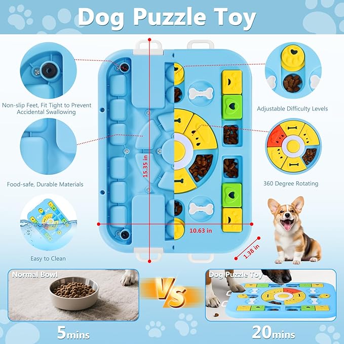 Dog Puzzle Toy & Treat Dispensing Puzzle Feeder for Mentally Stimulating, Interactive Dog Toy for IQ Training and Enrichment, Level 4 in 1 for Small/Medium/Large Dogs, Puppies, Pets