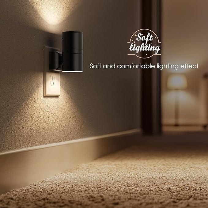 Briignite Night Lights Plug into Wall, Modern LED Night Light Plug in, Dusk to Dawn Sensor, Soft White 3000K, 0-100LM Adjustable Brightness, Dimmable NightLight for Hallway, Bedroom, Stairway, 2 Pack