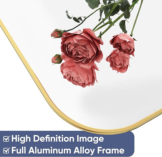 Antok Full Length Mirror, 71"x28" Floor Mirror Freestanding, Arched Floor Standing Large Mirrors Full Body Mirror with Stand for Bedroom, Hanging Mounted Mirrors for Living Room, Gold