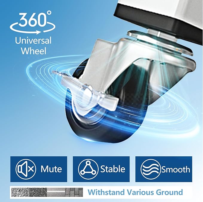 JIUYOTREE Metal Clothing Rack with Wheels, 43.3 Inches Rolling Clothes Garment Coat Rack with Bottom Shelf, Clothing Rack for Hanging Clothes, Coats, Skirts, Shirts, Sweaters, White