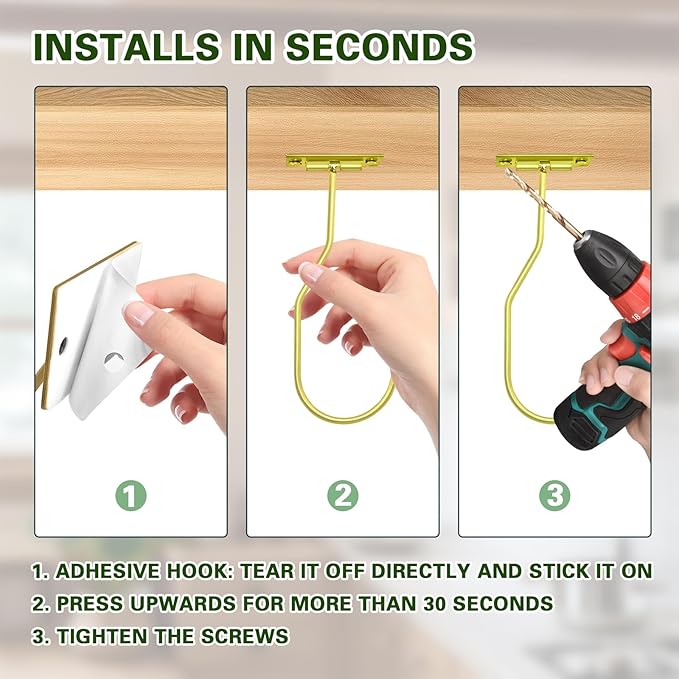 Banana Hanger Hook – Space Saving Banana Holder Hanger to Keep Bananas Fresh, Self Adhesive and Screw Banana Hook 4Pack Gold