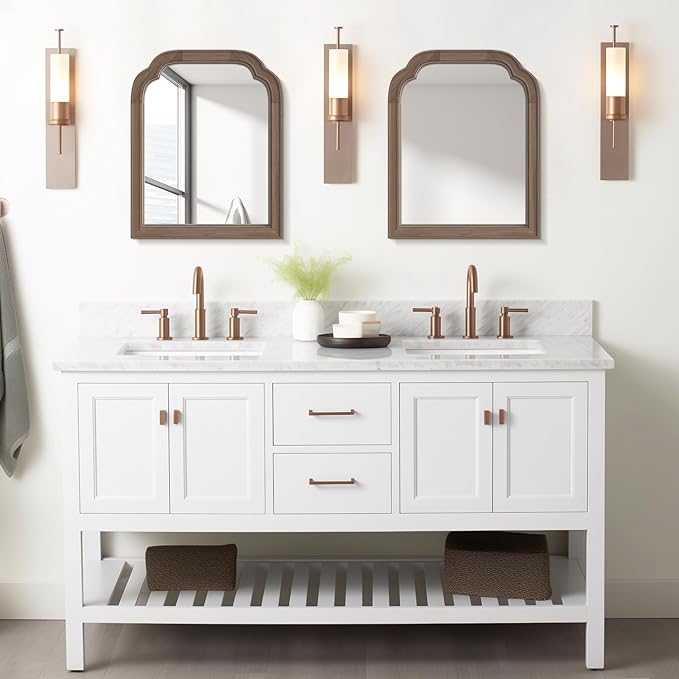 WallBeyond Wood Bathroom Mirrors for Wall Mounted, 16" x 20" Rustic Wood Frame Wall Mirrors Decorative for Living Room or Bedroom Vanity Mirror (Walnut)