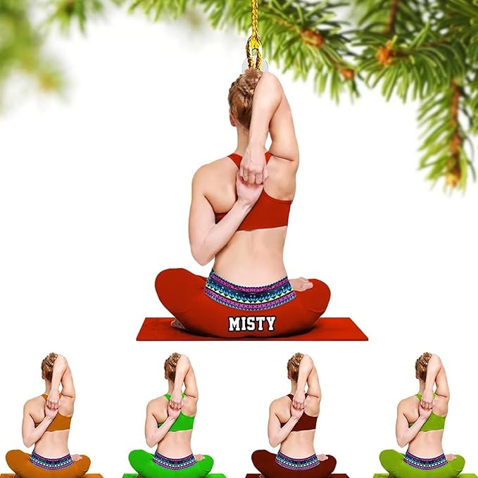 Noni Personalized Yoga Ornament, Custom Name Acrylic Christmas Decoration, Custom Name Mat Decor, Gift for Coach, New Yogi