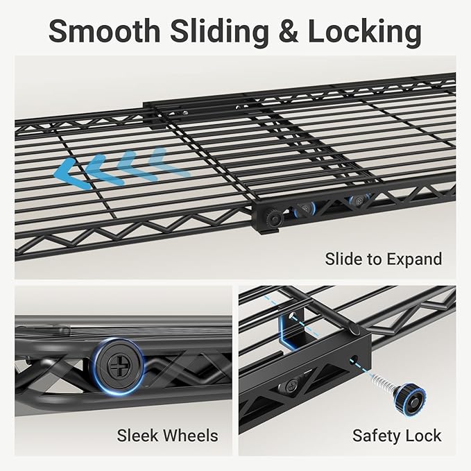 VIPEK X20 Expandable Metal Clothing Rack Adjustable from 3'3" to 4'8" Heavy Duty Garment Racks with Adjustable Shelves and Hanger Rods Portable Wardrobe Open Closet Rack System, Black