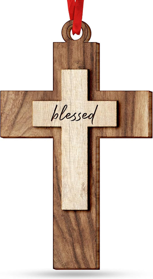 Religious Christmas Ornaments - Cross Ornaments for Christmas Tree Decoration, Christian Ornament for Home Decor, Unique Religious Gifts for Christian Women, Ideal Gifts for Christian Women