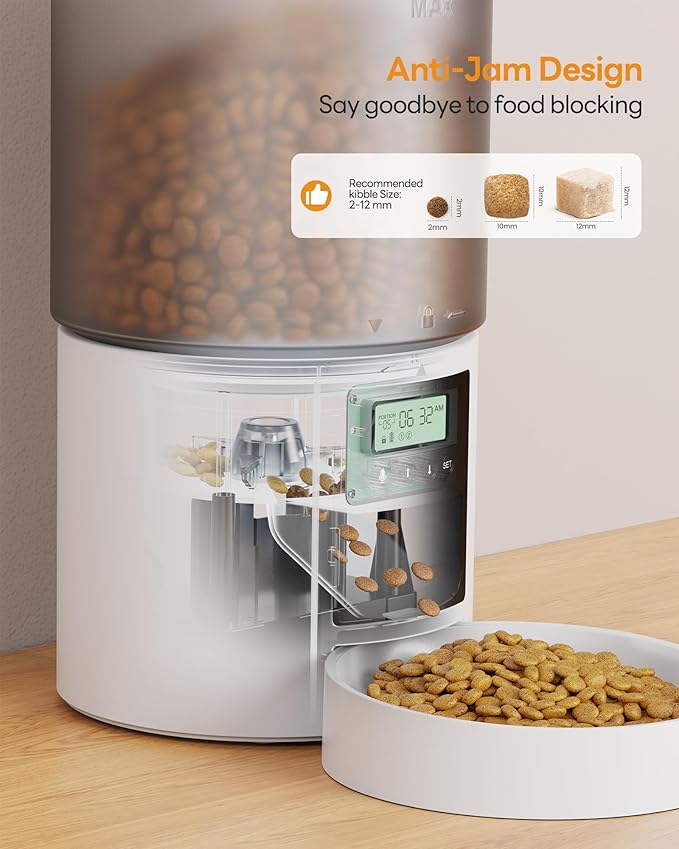 Automatic Cat Feeder Food Dispenser: 4L Timed Small Dog Dry Food Dispenser with 10s Voice - Distributeur Nourriture Chat Hund Programmable - Auto Pet Feeder with 1-6 Meals White