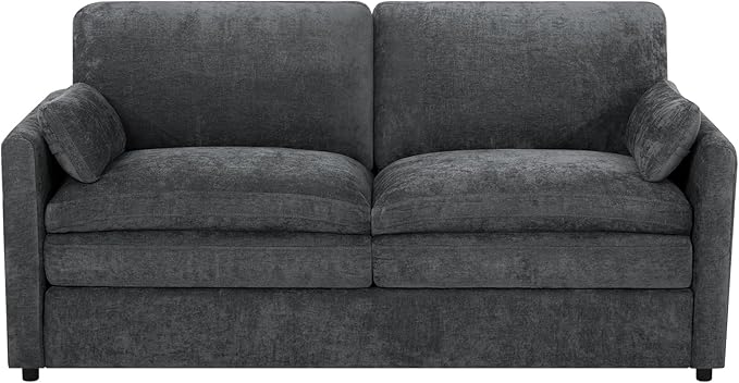 69" Chenille Modern Couch with Cozy & Soft Backrests, 2 Seats Sofa with 2 Extra Pillows, Comfy Upholstered Sofa with Thicker Cushions for Living Room, Office, Grey