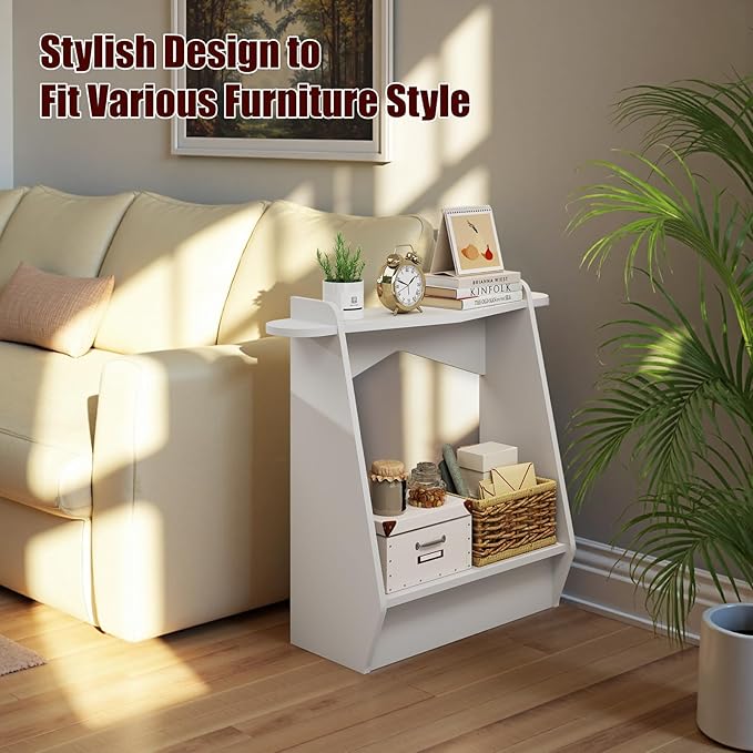 Pmnianhua Wood Console Table, 2-Tier Accent Storage Sofa Table, Wooden Farmhouse Entryway Organizer Shelf for Entrance, Hallway, Living Room, Bedroom(White)