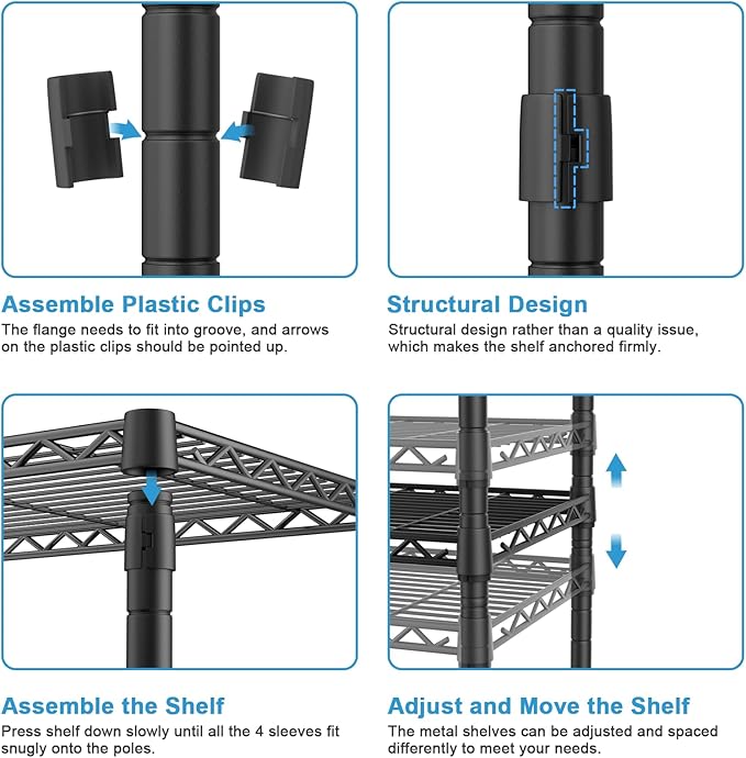 FUTASSI Metal Storage Rack, Storage Organizer Shelves for Kitchen, Bathroom, Living Room, Balcony and Garage, 5 Tiers Narrow Bookshelf, 21.2" W x 9.4" D x 59.2" H, Load 400lbs, Black