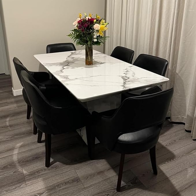 PU Leather Dining Chairs Set of 2 Upholstered Armchair Side Chairs Wood Accent Chair for Living Room/Dining Room/Bedroom/Restaurant, Black