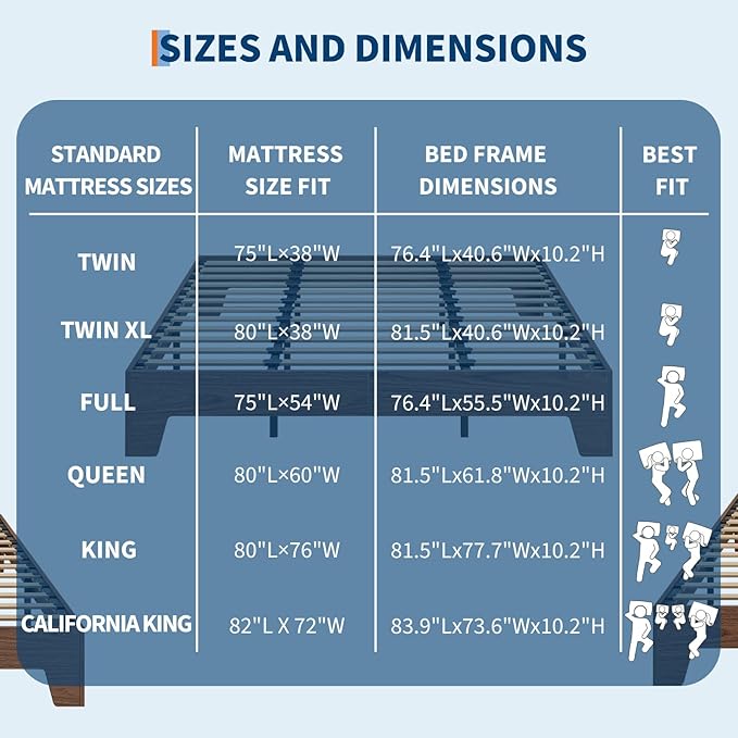 Garvee Wood Platform Bed Frame, Queen Size Bed Frame, Wood Slat Support, No Box Spring Needed, Easy Assembly, Noise-Free Design, Underbed Space for Storage
