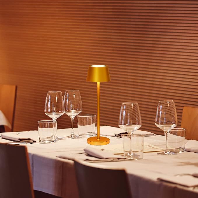 Cordless Table Lamp Rechargeable,with Touch Dimming and IP54 Waterproof Function Desk Lamp,Suitable for Indoor and Outdoor Lighting Gold