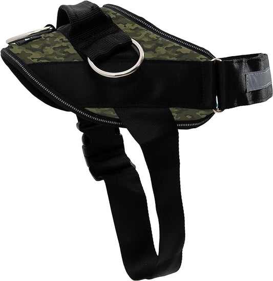 ShawnCo Essential Dog Harness, No-Pull Pet Vest with 3 Leash Clips, No Choke, Reflective, Adjustable and Padded, for Easy Walking and Training for Small, Medium and Large Dogs (Military Camo, XL)