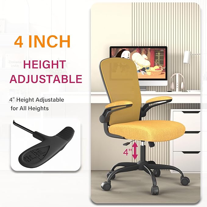 Mimoglad Office Chair, Ergonomic Desk Chair with Adjustable Lumbar Support, High Back Mesh Computer Chair with Flip-up Armrests-BIFMA Passed Task Chairs, Executive Chair for Home Office