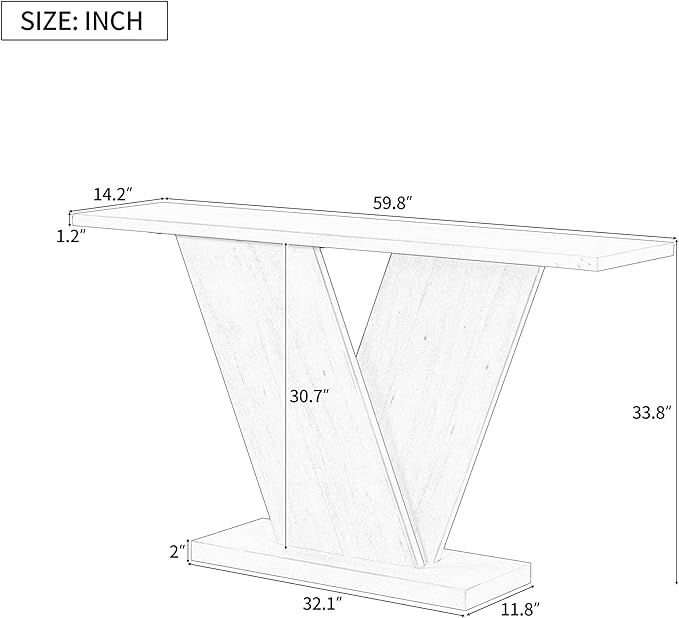 Modern Unique Console Table 59.8-Inch Long Entry Sofa Table Accent Furniture for Living Room Hallway Entryway, Black