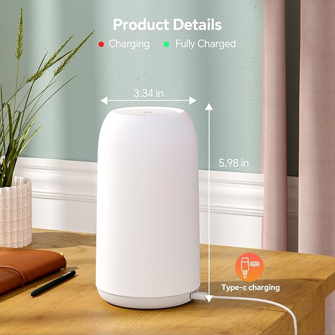 Cordless Table Lamps Rechargeable, Touch Lamp for Bedroom [Sleek Design & RGB Mode] 4-Level Brightness Small Bedside Lamp, LED Lamp Multi-Color Smart Nightstand Light for Living Room Home Gifts