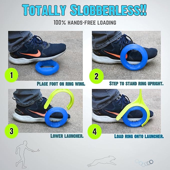 Gitit MAX! - Launcher + Ring, Epic Fetch Dog Toy, Slobberless/Clean Hands Loading, for Medium to Large Dogs