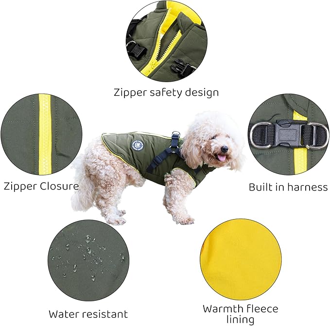Norbi Dog Coat, Winter Coat with Harness Built in, Adjustable Warm Coats for Small Medium Large Dogs Cold Weather Coats