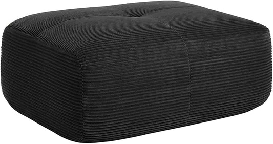 Black Ottoman for Modular Sectional Sofa, Corduroy Deep Seat for Oversized Compressed Boneless Sectional Couches for Living Room Bedroom Apartment, Cloud Sofa Couch, Memory Foam, No Assembly