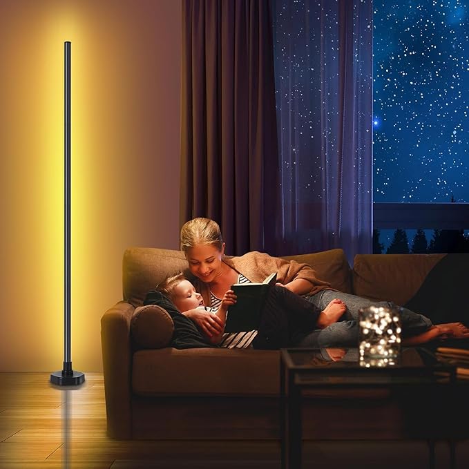 LED Floor Lamp, Corner Lamp Compatible with Alexa, Set of 2 Corner Floor Lamp with Music Sync, Controlled Synchronously or Individually