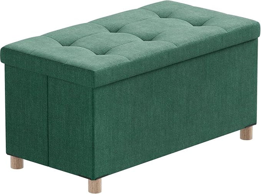 BRIAN & DANY 30 Inches Folding Storage Ottoman Bench, Ottoman with Storage Bench for Bedroom, Living Room, Entryway, Foot Rest with Legs, Dark Green