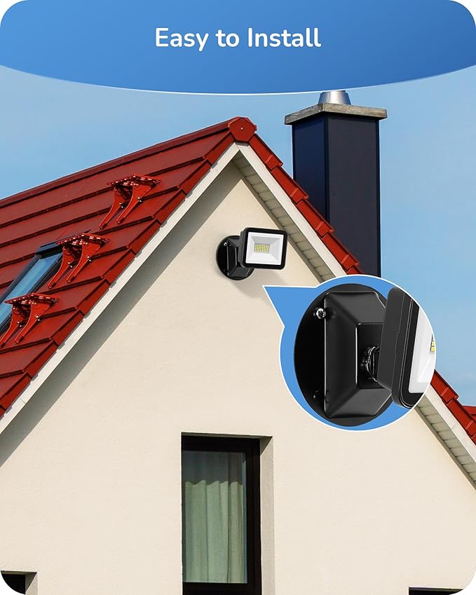 EDISHINE LED Flood Light Outdoor, 3400LM 24W LED Security Light, 5000K Daylight White & CRI 70+, IP65 Waterproof Flood Lights Outdoor for Garage, Backyard, Patio, Garden, Porch, Stair