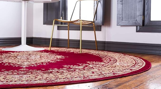 Unique Loom Reza Collection Traditional Persian Style Area Rug, 8' 0" x 8' 0", Burgundy/Ivory