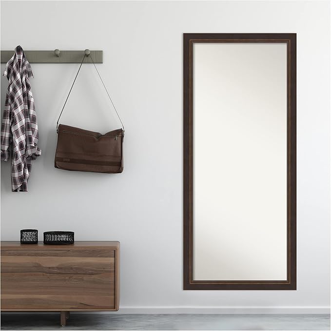 Amanti Art Bronze Full Length Mirror, 64x28 Lara Bronze Tall Free Standing Body Wall Mirror Full Length for Dressing, Traditional Wood Frame, Lean on Floor or Hang, Wall Decor