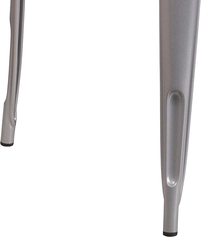 EMMA + OLIVER Commercial Grade 31.5" Square Silver Metal Indoor-Outdoor Table