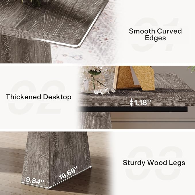 Tribesigns 63-Inch Executive Desk, Large Office Computer Desk with Double Pedestal, Modern Simple Workstations Writing Table Conference Table Business Furniture for Home Office, Grey