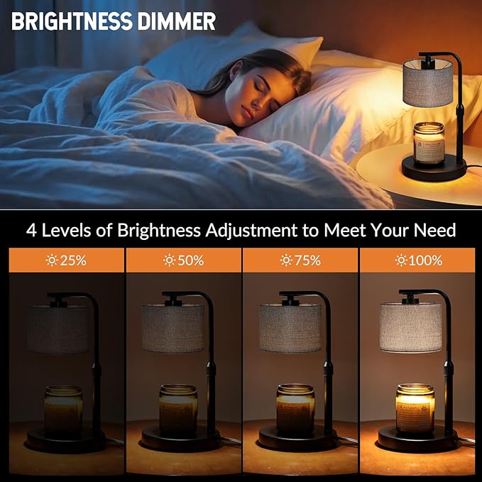 Dexnump Candle Warmer Lamp with Timer, Dimmable Candle Wax Warmer with 2 Light Bulbs, Height Adjustable Electric Candle Light for All Size Scented Candles, Home Room Decor, Gifts for Women Mom
