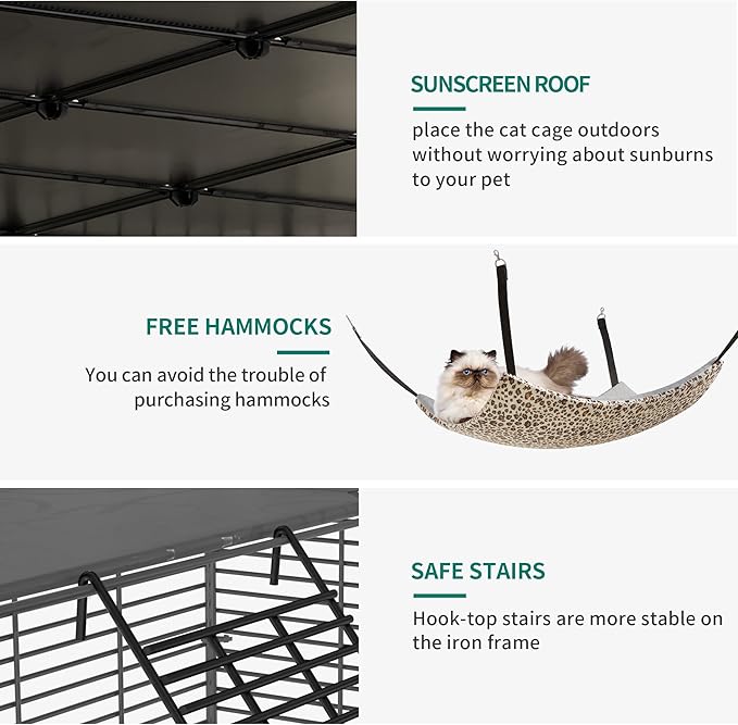 YITAHOME 5-Tier Cat Cage Indoor Large, Cats Enclosure with Storage Cube DIY Outdoor Metal Cat Playpen with Hammock for 1-4 Cats Cat Kennel Catio