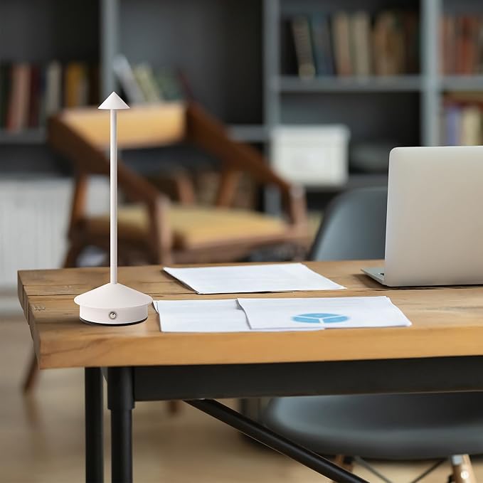 Arrrow LED Cordless USB-C Re-Chargeable Desk Lamp, 5200mAh Battery Operated with 3 Color Temperature 2700K-3000K-3500K and Fingertip Touch On/Off Plus Dimming in White