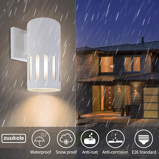Outdoor Wall Lantern, Exterior Lighting Fixture - ETL Listed, Aluminum Waterproof Wall Mount Cylinder Design - Up/Down Light Fixture for Porch, Backyard or Patio
