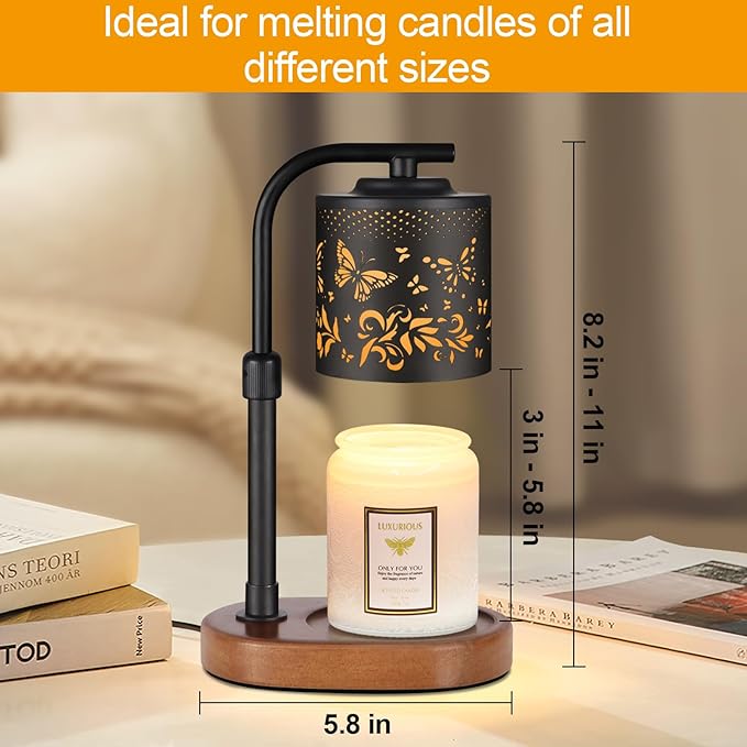 kobodon Candle Warmer Lamp with Timer,Birthday Gifts for Women Mom,Adjustable Height for Scented Jar Candles,Electric Candle Lamp Warmer for Home Decor(Butterfly)