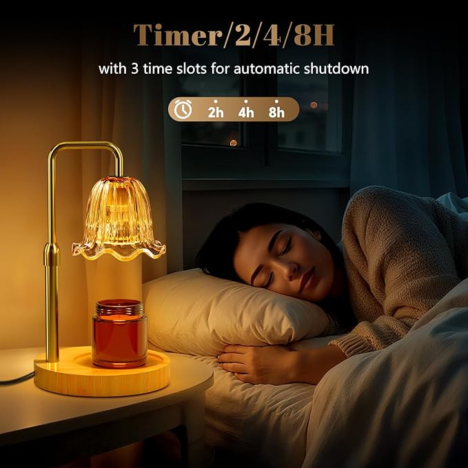 WarmEmbrace Candle Warmer Lamp with Timer Dimmer, Electric Candles Warmer Lamps for New Home Room Decor, Birthday Gifts, Height-Adjustable Wax Melting Warmer Lamp for Jar Scented Candles, Gold