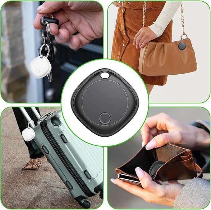 Air Tracker Tags-4 Pack, Bluetooth Tracker Works with Apple Find My APP (iOS Only), Bluetooth Smart Air Tag Keys Finder and Item Locator for Keys, Bags, Luggage, Pets, Wallet, Replaceable Battery