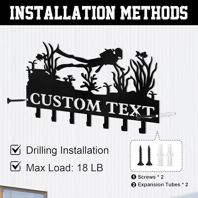 Personalized Key Holder for Wall, Beach Theme Key Holder Wall Mount with Hooks, Coconut Trees Key Hanger Wall Decor for Pool Bathroom Hallway Entryway Office, Customized Home Decor Gifts Color05